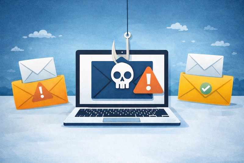 How to identify spam phishing and genuine emails infographic